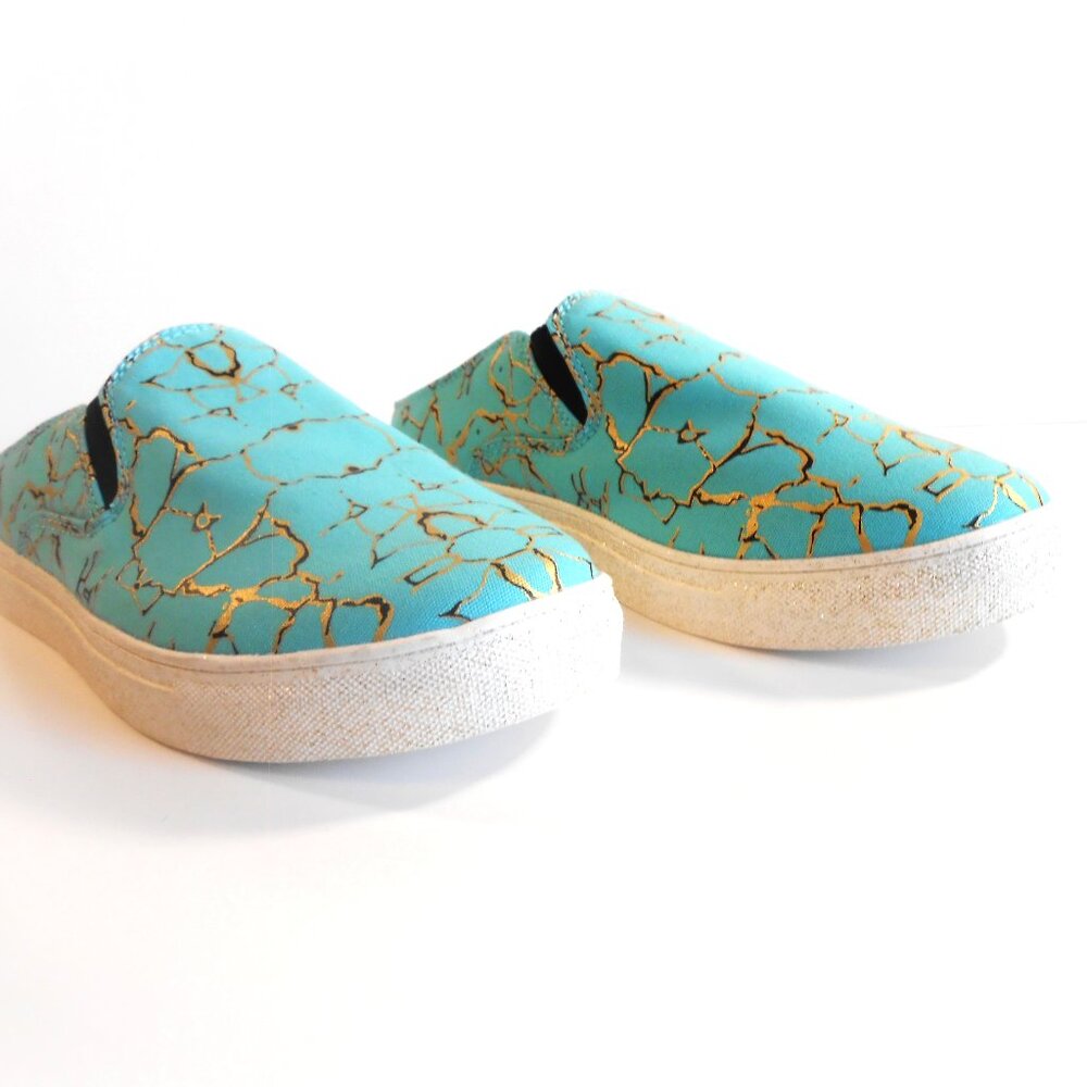 Crazy Train Sally Walkers Slip On Shoes/ Size 7/ Green & Gold/ NWOT